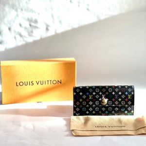 LOUIS VUITTON Multicolor Portefeuille Sarah Long Wallet in Black